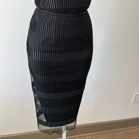 Y2K H & M Large Midi Striped Sheer Mesh BodyCon Festival Avant-Garde Gothic Glam - Picture 10 of 12